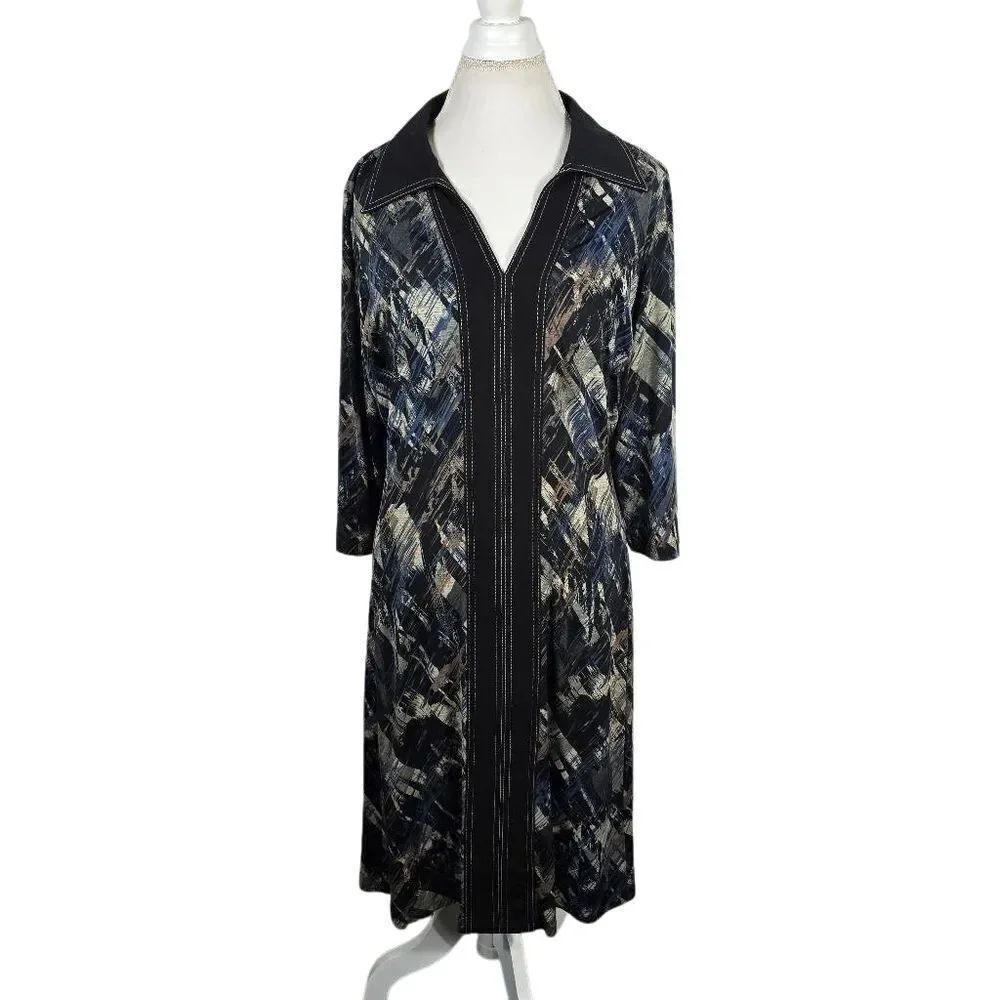 Connected Apparel Black and Gray Textured Dress